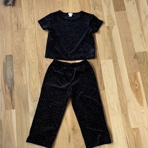 Crewcuts Black and Gold Girls Velvet Matching Set